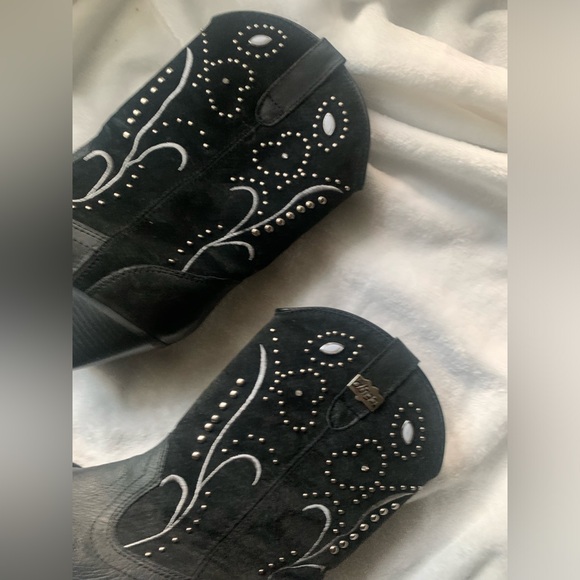 DINGO Silver Dollar Rhinestone Embellished Leather Western Boots Size 7.5 Black - Picture 6 of 7